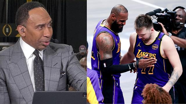 (L) Stephen A. Smith (R) LeBron James and Luka Doncic