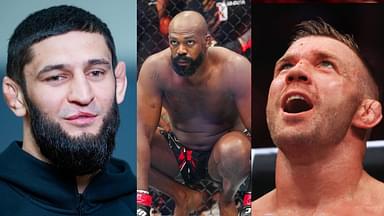 Khamzat Chimaev (L), Jon Jones (C), Dricus du Plessis (R)