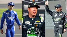 Kyle Larson (L), Kyle Busch (C) and Tyler Reddick (R)