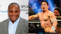 Daniel Cormier (L), John Cena (R)
