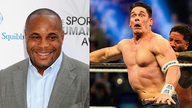 Daniel Cormier (L), John Cena (R)