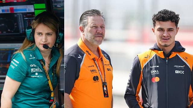 Bernie Collins(L), Zak Brown and Lando Norris(R)