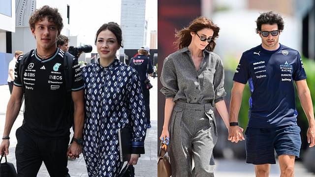 Kimi Antonelli and Eliska Babickova (L), Carlos Sainz and Rebecca Donaldson (R)