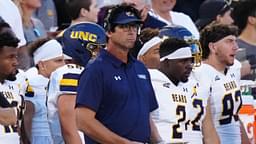 Sep 3, 2021; Boulder, Colorado, USA; Northern Colorado Bears head coach Ed McCaffrey looks on from the sidelines in the first quarter against the Colorado Buffaloes at Folsom Field.