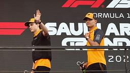 F1 Saudi Arabian Grand Prix 2025 Oscar Piastri and Lando Norris of McLaren at drivers parade ahead of the Formula 1 Saudi Arabian Grand Prix at Jeddah Corniche Circuit in Jeddah, Saudi Arabia on April 20, 2025