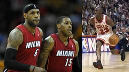 LeBron James and Mario Chalmers (L), Michael Jordan (R)