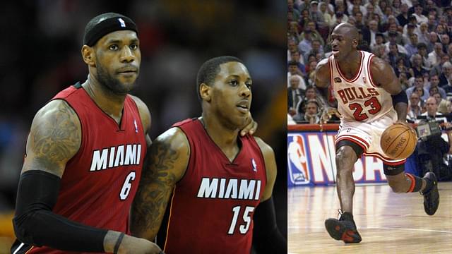 LeBron James and Mario Chalmers (L), Michael Jordan (R)