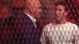 Mark Zuckerberg (right) and Dana White (left) during UFC 300 at T-Mobile Arena