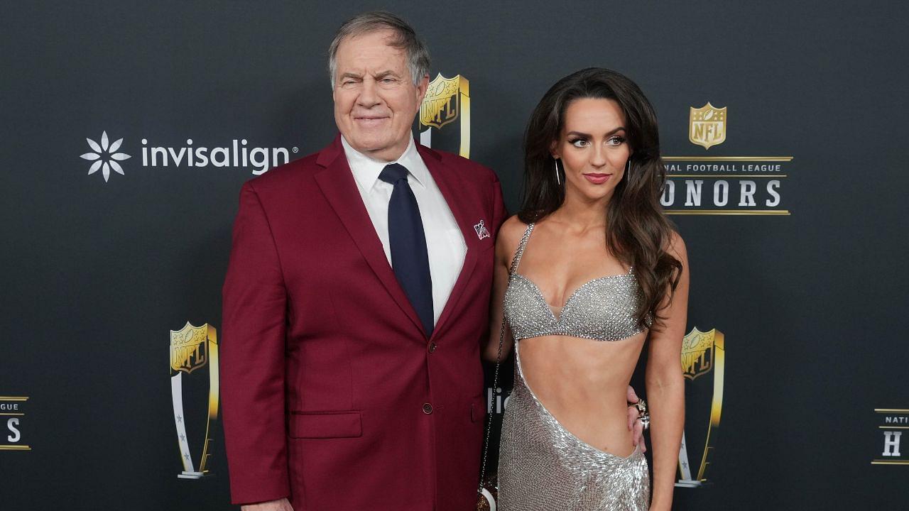 Bill Belichick and Jordon Hudson on the red carpet before Super Bowl LIX NFL Honors at Saenger Theatre.
