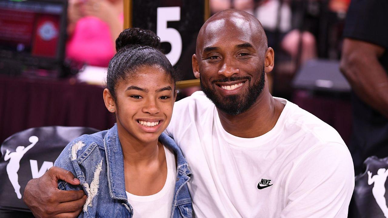 Kobe Bryant is pictured with his daughter Gianna at the WNBA All Star Game at Mandalay Bay Events Center.