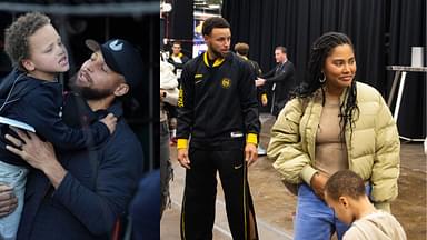 Steph Curry and Canon Curry (L), Steph Curry and Ayesha Curry (R)