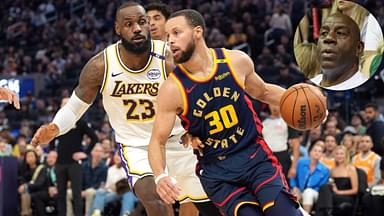 LeBron James (L), Steph Curry (L), Magic Johnson (R); Credit - USA TODAY Sports