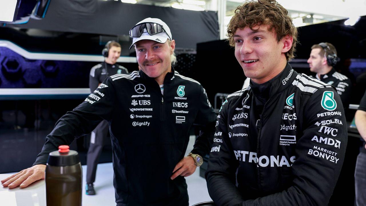 KIMI ANTONELLI Andrea (ita), Mercedes AMG F1 Team W16, portrait and BOTTAS Valtteri (fin), Mercedes AMG F1 Team Reserve Driver, action during the Formula 1 Aramco pre-season testing 2025 of the 2025 FIA Formula One World Championship, WM, Weltmeisterschaft from February 26 to 28, 2025 on the Bahrain International Circuit, in Sakhir, Bahrain