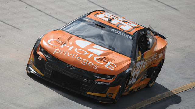 Apr 12, 2025; Bristol, Tennessee, USA; NASCAR Cup Series driver Daniel Suarez (99) during qualifying for the NASCAR Food City 500 at Bristol Motor Speedway. Mandatory Credit: Randy Sartin-Imagn Images