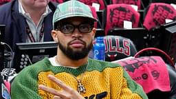 Chicago Bears quarterback Caleb Williams during the first half of a game between the Chicago Bulls and the Miami Heat at United Center.