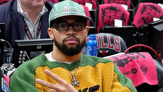 Chicago Bears quarterback Caleb Williams during the first half of a game between the Chicago Bulls and the Miami Heat at United Center.
