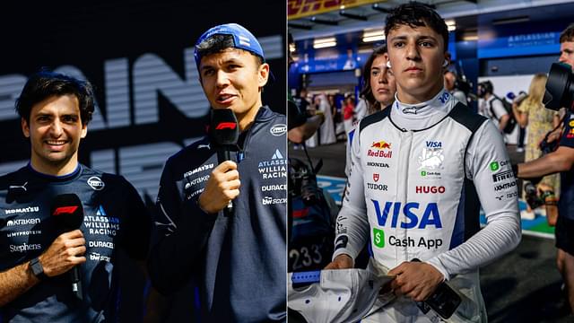 Carlos Sainz and Alex Albon (L), Isack Hadjar (R)