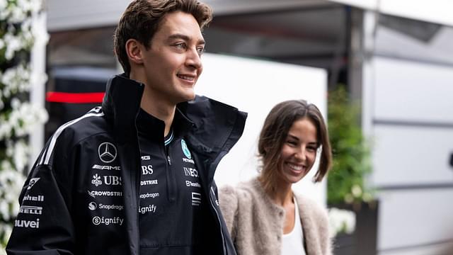 George Russell (Mercedes-AMG Petronas F1 Team, 63) mit Freundin Carmen Mundt, AUS, Formel 1 Weltmeisterschaft, Luis Vuitton Grand Prix von Australien, Albert Park Circuit Melbourne, Rennen, Saison 2025, 16.03.2025