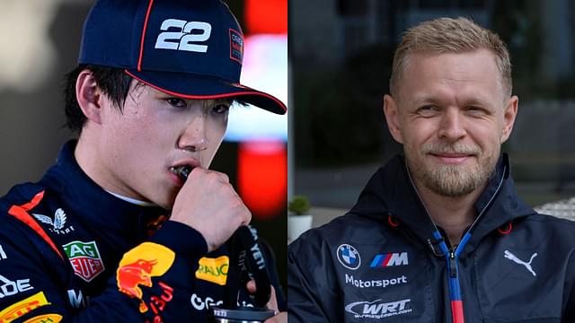 Yuki Tsunoda (L) and Kevin Magnussen (R)