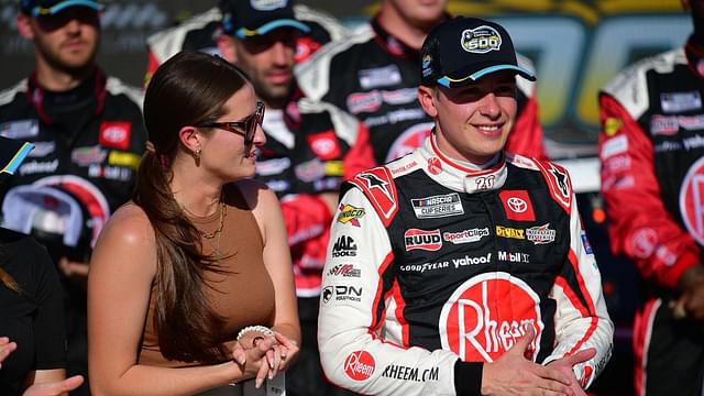 Christopher Bell (20) celebrates his victory of the Shriners Childrens 500 with wife Morgan Bell at Phoenix Raceway.