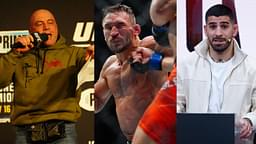 Joe Rogan (L), Michael Chandler (C), Ilia Topuria (R)