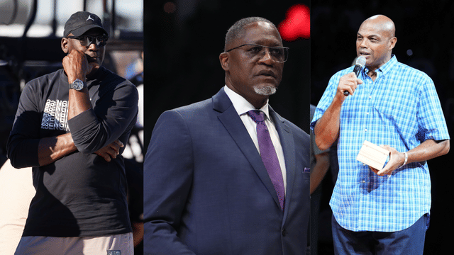 Michael Jordan (L), Dominique Wilkins (C) and Charles Barkley (R)