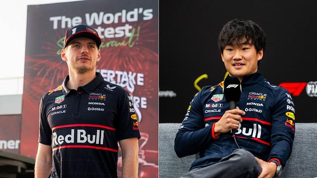Max Verstappen(L), Yuki Tsunoda(R)