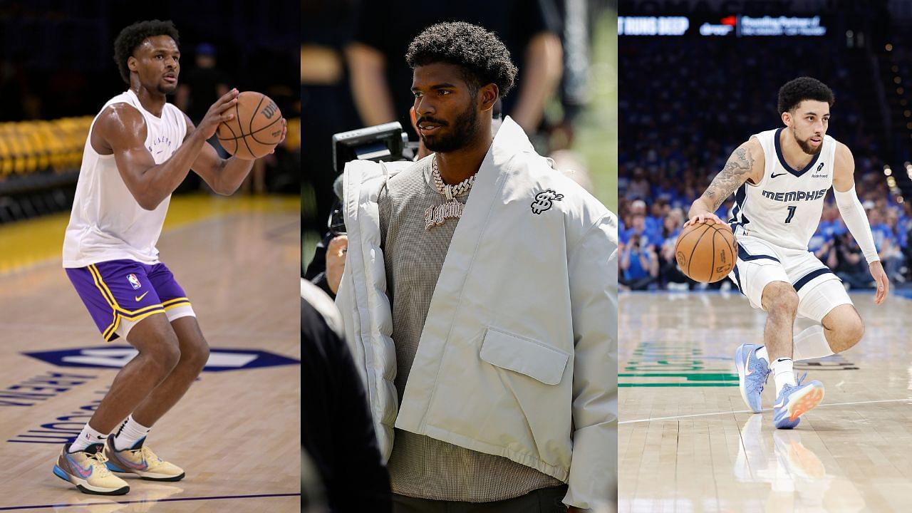 Bronny James (L), Shedeur Sanders (C), Scotty Pippen Jr. (R)