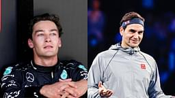 George Russell (L) and Roger Federer (R)