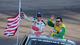 Dale Earnhardt Jr (left) and Tony Stewart prior to the Subway Fresh Fit 500 at Phoenix International Raceway