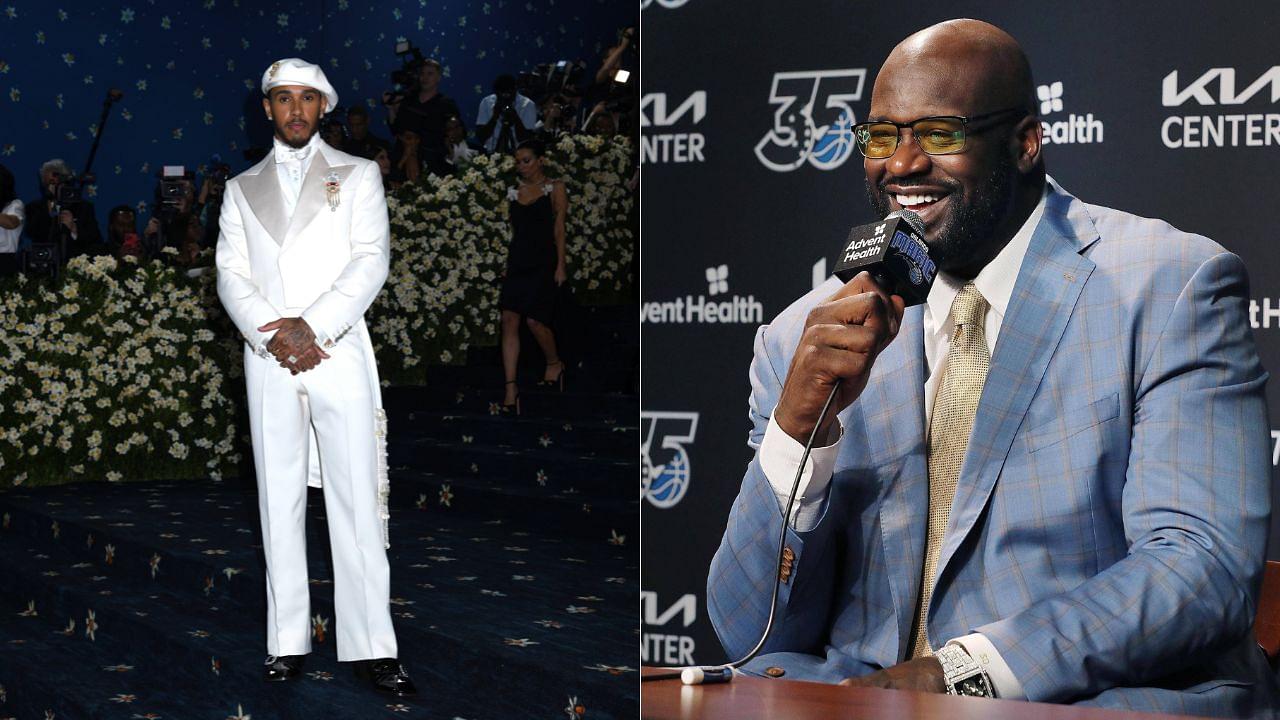 Lewis Hamilton(L), Shaquille O Neal(R)