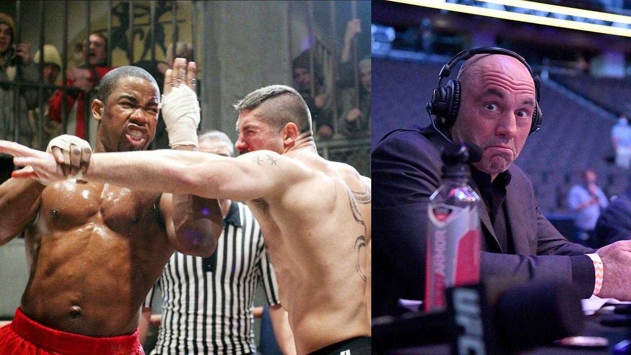 Michael Jai White & Scott Adkins (L) and Joe Rogan (R)