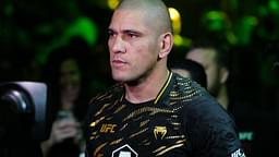 Alex Pereira (red gloves) prepares to fight Magomed Ankalaev (not pictured) during UFC 313 at T-Mobile Arena.