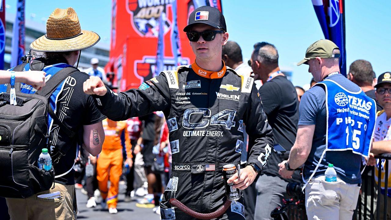 NASCAR Cup Series driver Jesse Love (62) is introduced before the start of the Wurth 400 race at Texas Motor Speedway.