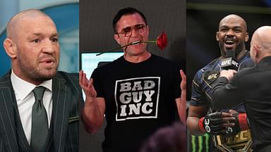Conor McGregor (L), Chael Sonnen (C), Jon Jones (R)