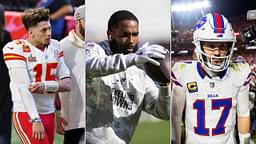 Patrick Mahomes, Elijah Moore, and Josh Allen