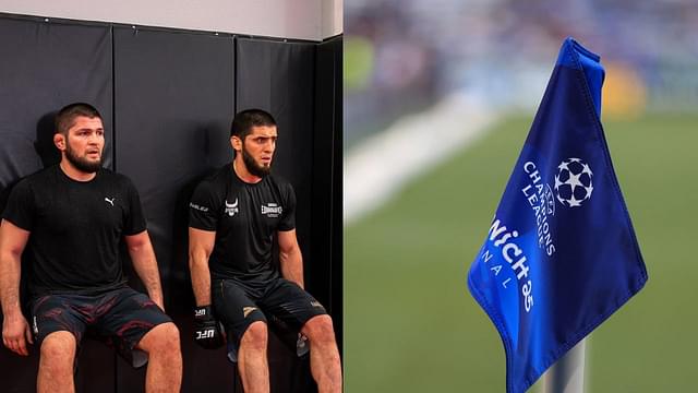 Khabib Nurmagomedov, Islam Makhachev (L), PSG Champions League (R)