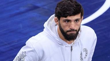 Arman Tsarukyan UFC Lightweight Champion attends the regular season NBA,