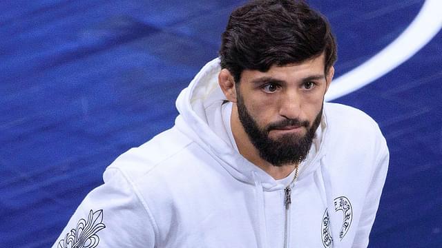 Arman Tsarukyan UFC Lightweight Champion attends the regular season NBA,