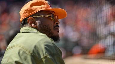 Sep 8, 2024; Baltimore, Maryland, USA; Former professional basketball player Carmelo Anthony attends a game between the Baltimore Orioles and the Tampa Bay Rays at Oriole Park at Camden Yards