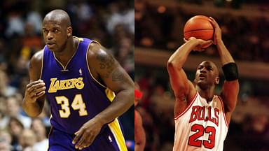 Shaquille O'Neal (L) and Michael Jordan (R)