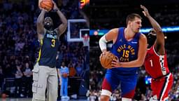 Dwyane Wade (L), Nikola Jokic and James Harden (R)
