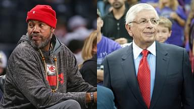 Rasheed Wallace (L), David Stern (R)