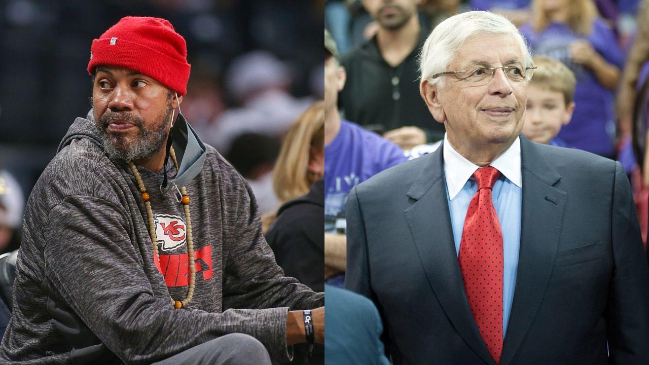 Rasheed Wallace (L), David Stern (R)