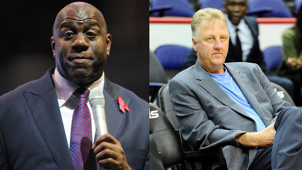 Magic Johnson (L) and Larry Bird (R)