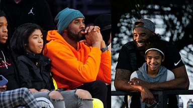 Kobe Bryant and Natalia Bryant (L), Kobe Bryant and Gigi Bryant (R)
