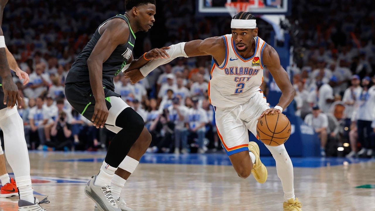 Shai Gilgeous-Alexander and Anthony Edwards, Thunder v Wolves Game 1