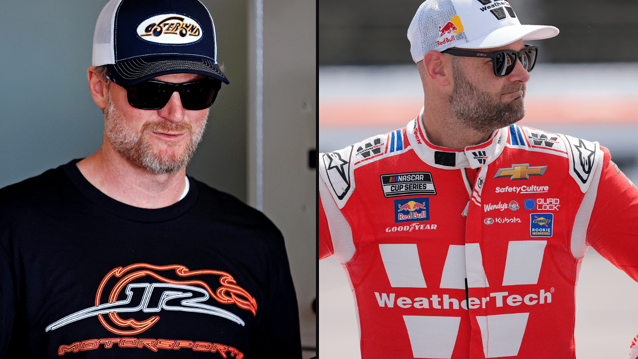 Dale Earnhardt Jr. (L) and Shane van Gisbergen (R). Image Credits: Imagn.