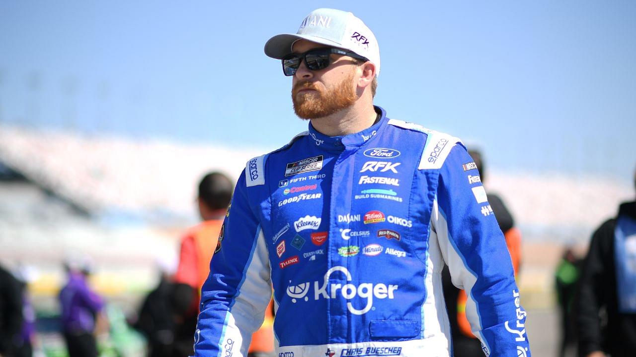NASCAR Cup Series driver Chris Buescher (17) during qualifying for the Pennzoil 400 at Las Vegas Motor Speedway.