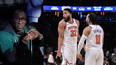 Shannon Sharpe (L), Jalen Brunson and Karl Anthony Towns (R)